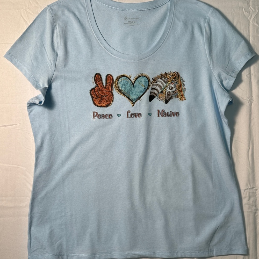 NWOT HANDMADE: 3XL Blue Scoop neck Women’s T-shirt